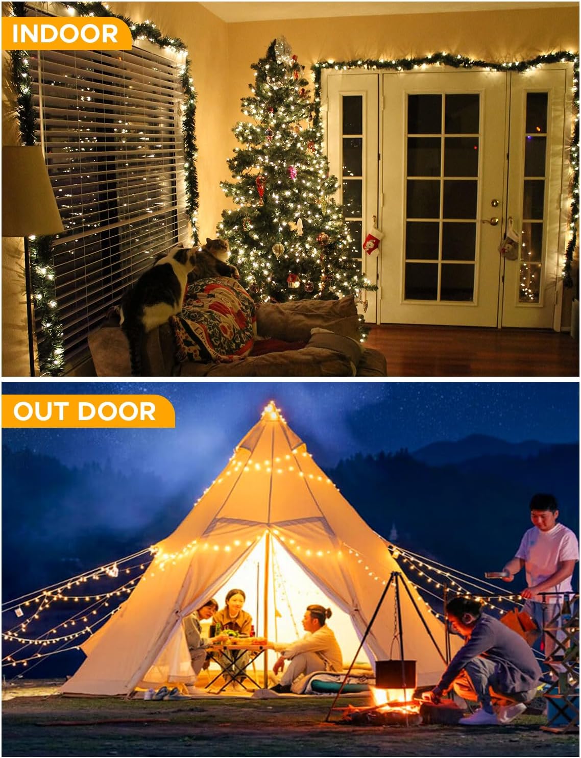 EcoNour Christmas Tree Lights, Cluster Compact 1500 LED Warm White