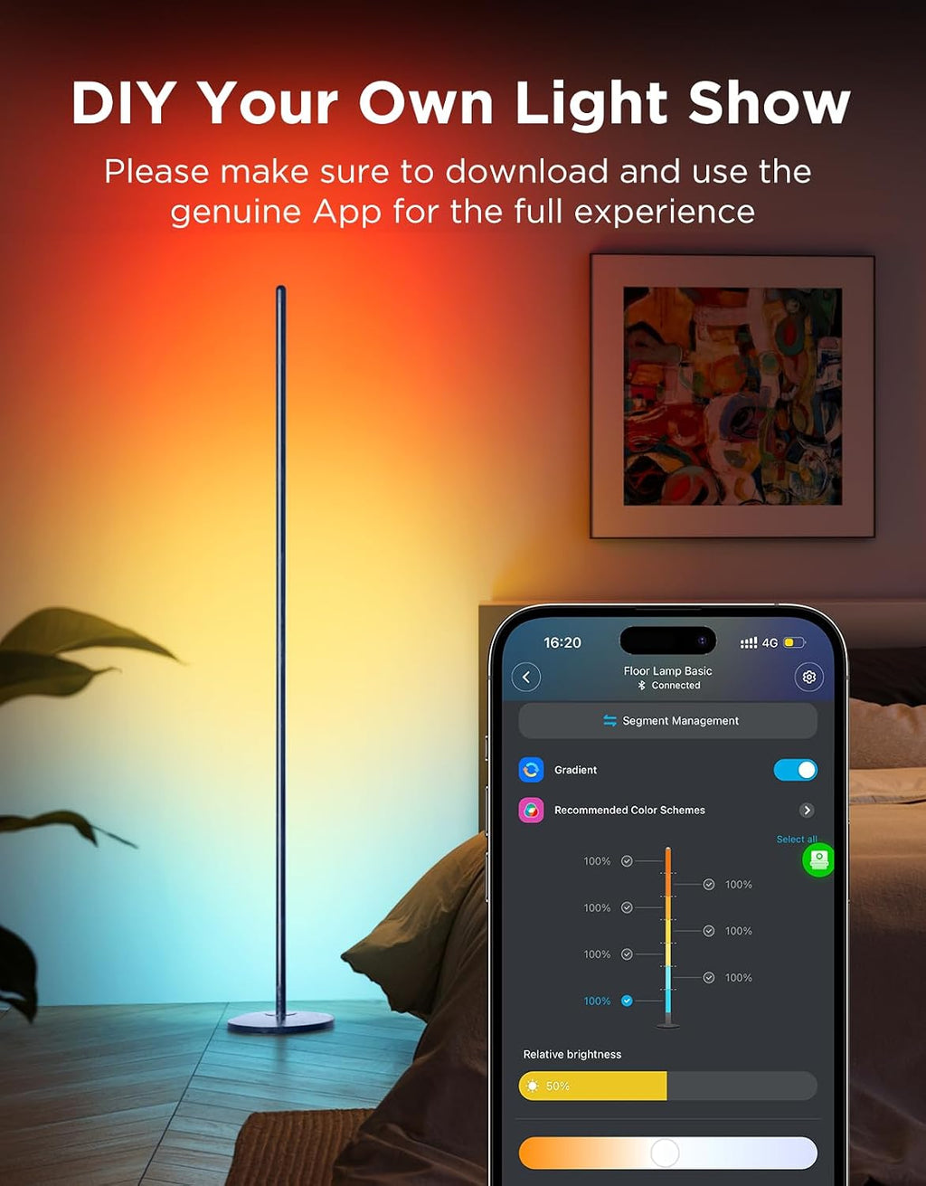 Govee RGBIC Floor Lamp Basic, 1000lm LED Corner Lamp, Blue
