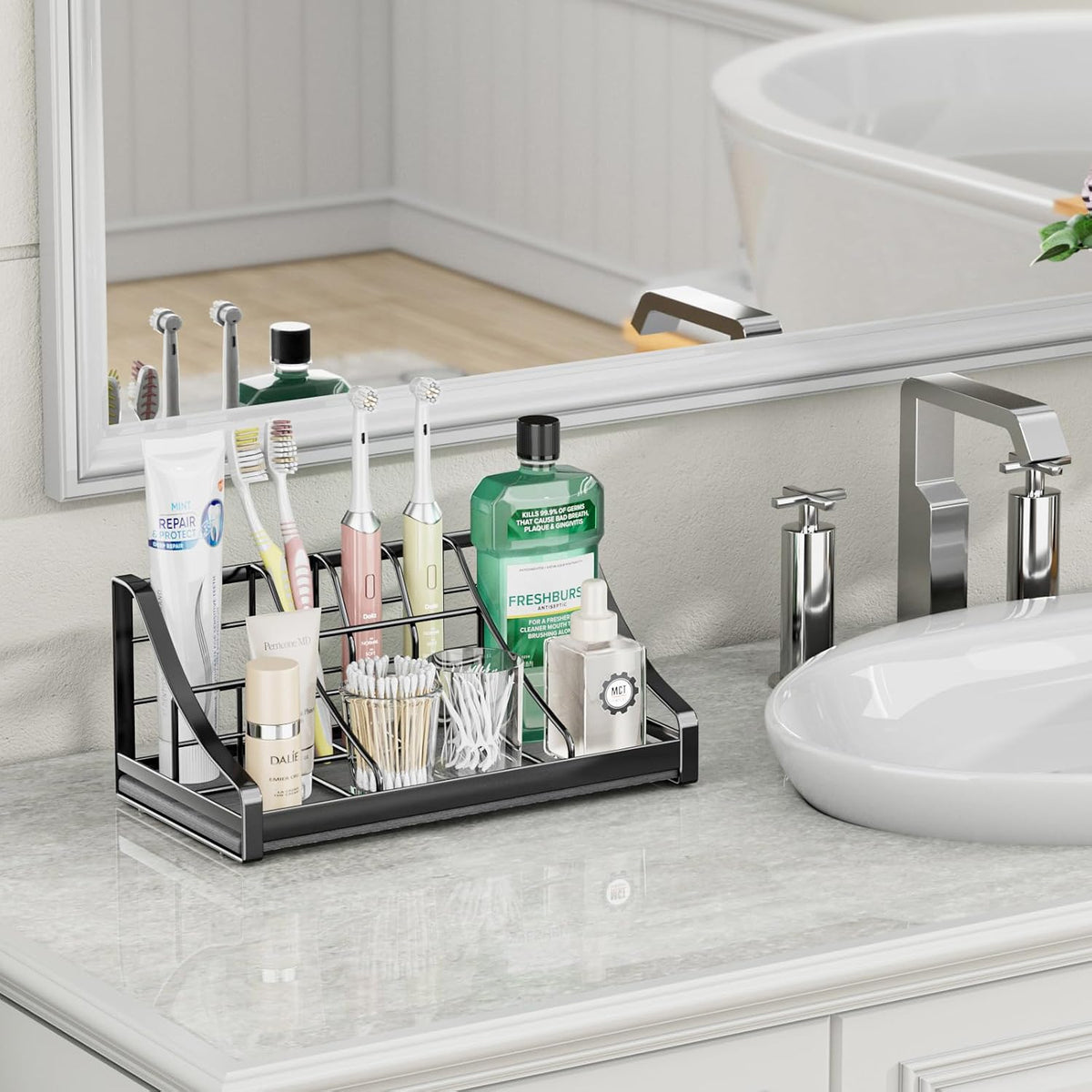 Toothbrush Holder for Bathroom Countertop - 7 Slots 1 Min Drying Organizer