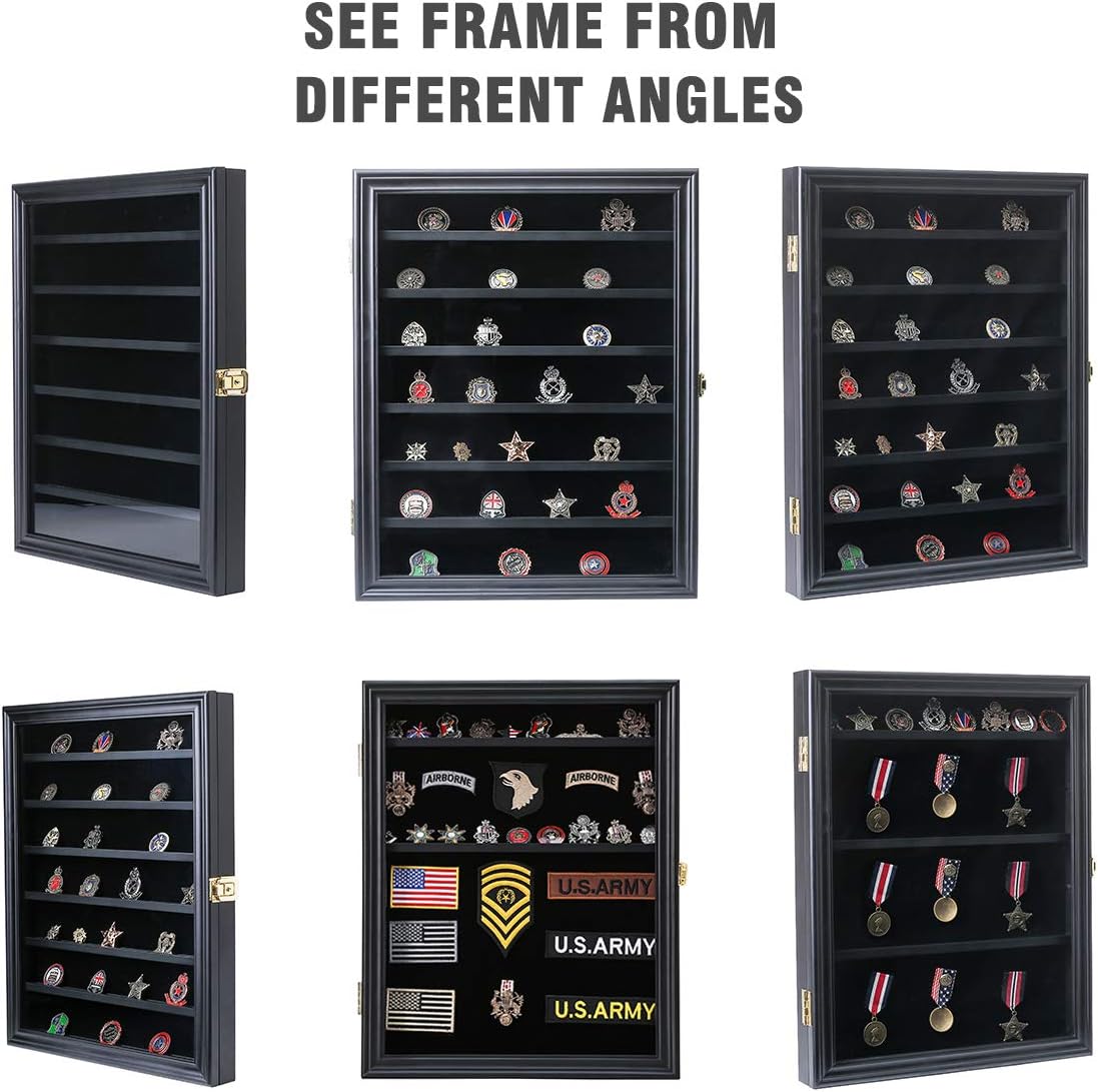 Military Challenge Coin Medals Pins Collector Display Case Lockable Cabinet