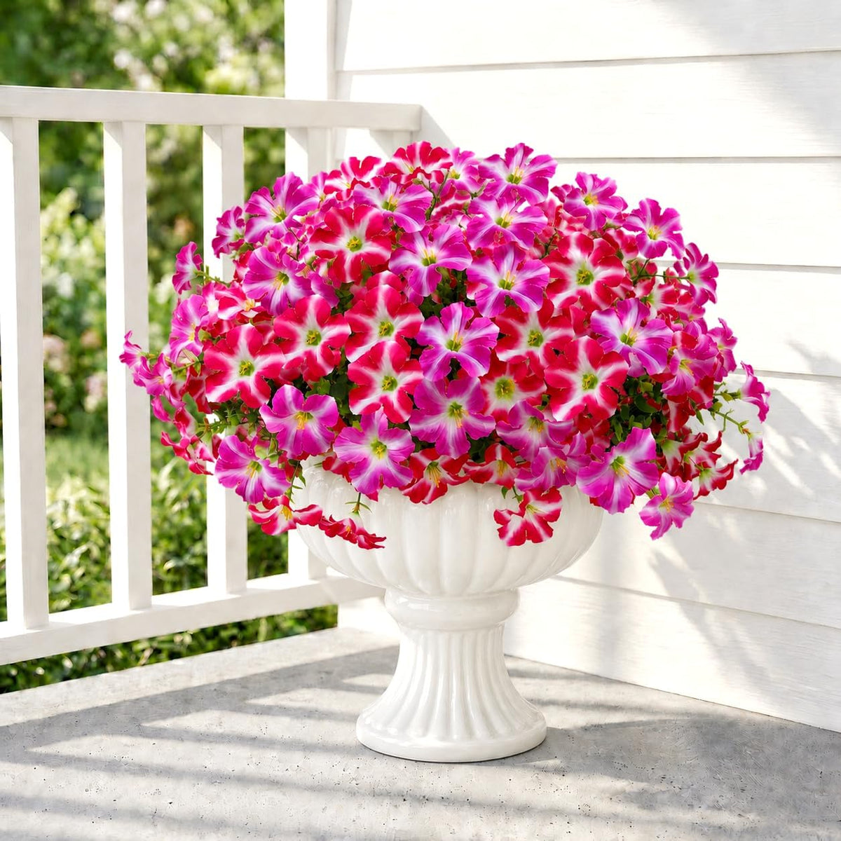 Artificial Petunia Flowers Outdoor, 8 Bundles UV Resistant Faux Plants
