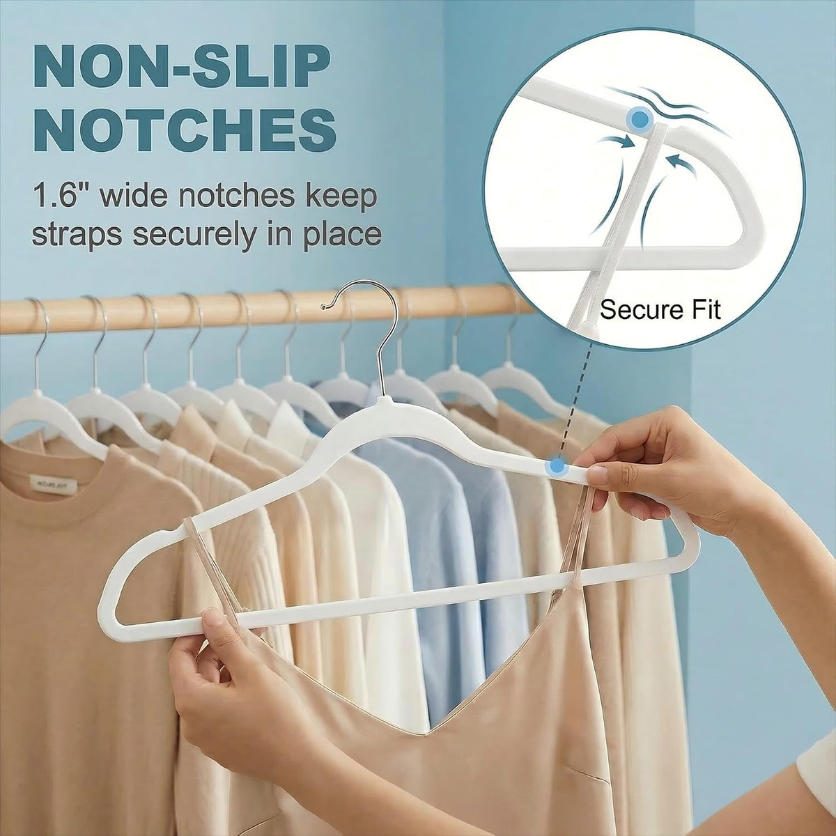 HOUSE DAY Ivory Plastic Hangers 20 Pack - Ultra-Thin Heavy Duty Non-Velvet