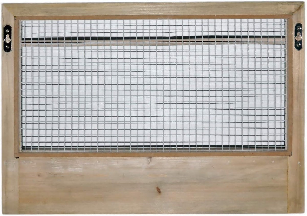 Wall Jewelry Organizer - Grey Wood Hanging Storage Rack with Hooks