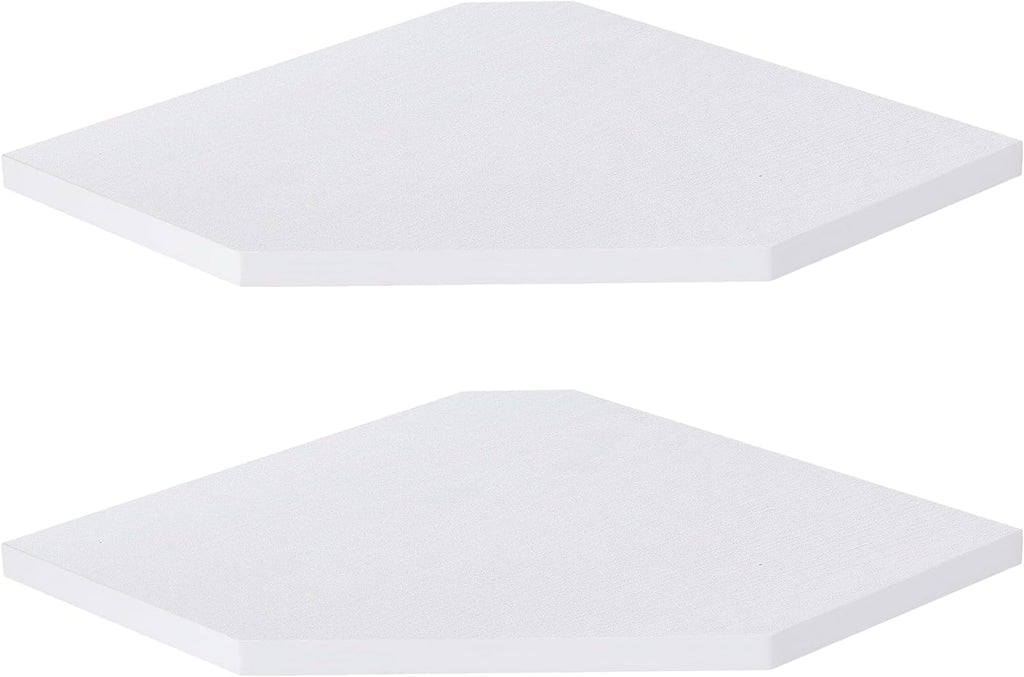 Fun Memories Corner Shelf Wall Mount, Floating Corner Shelves, Set of 2 Corner Wall Shelf Organizer, Rustic Wood Wall Storage Display Shelves for Living Room Bedroom Bathroom Kitchen, Rustic White