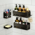 Bathroom Shower Caddy,No Drill Shower Shelves(5-piece Set-Black)