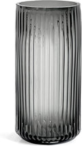 Muyan 7.5" Flower Vase for Decor Ribbed Glass Vase Modern for Centerpieces Desktop Home Office Dining Living Room Wedding (Gray)