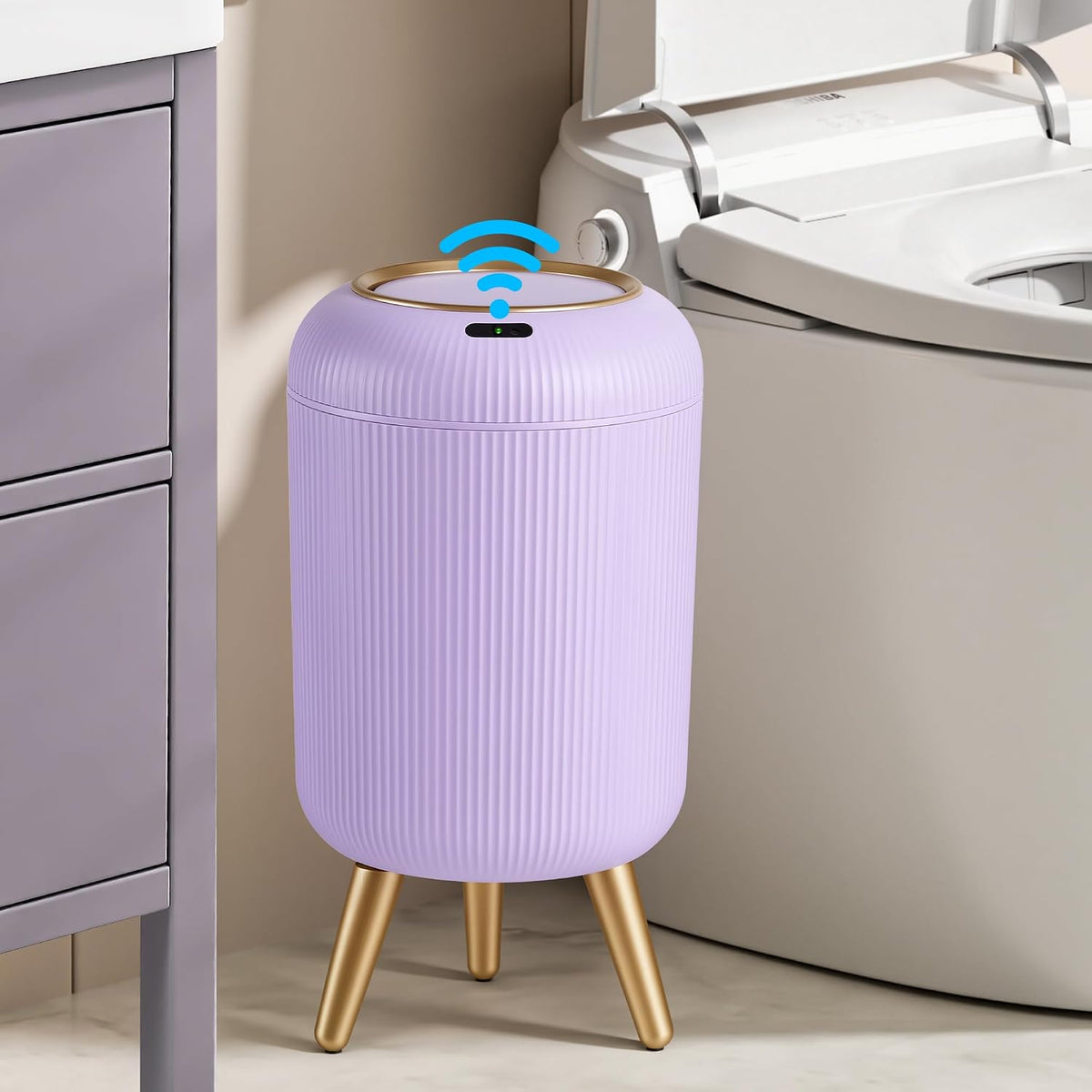 Bathroom Trash Can Automatic Touchless,3 Gallon Purple Gabage can