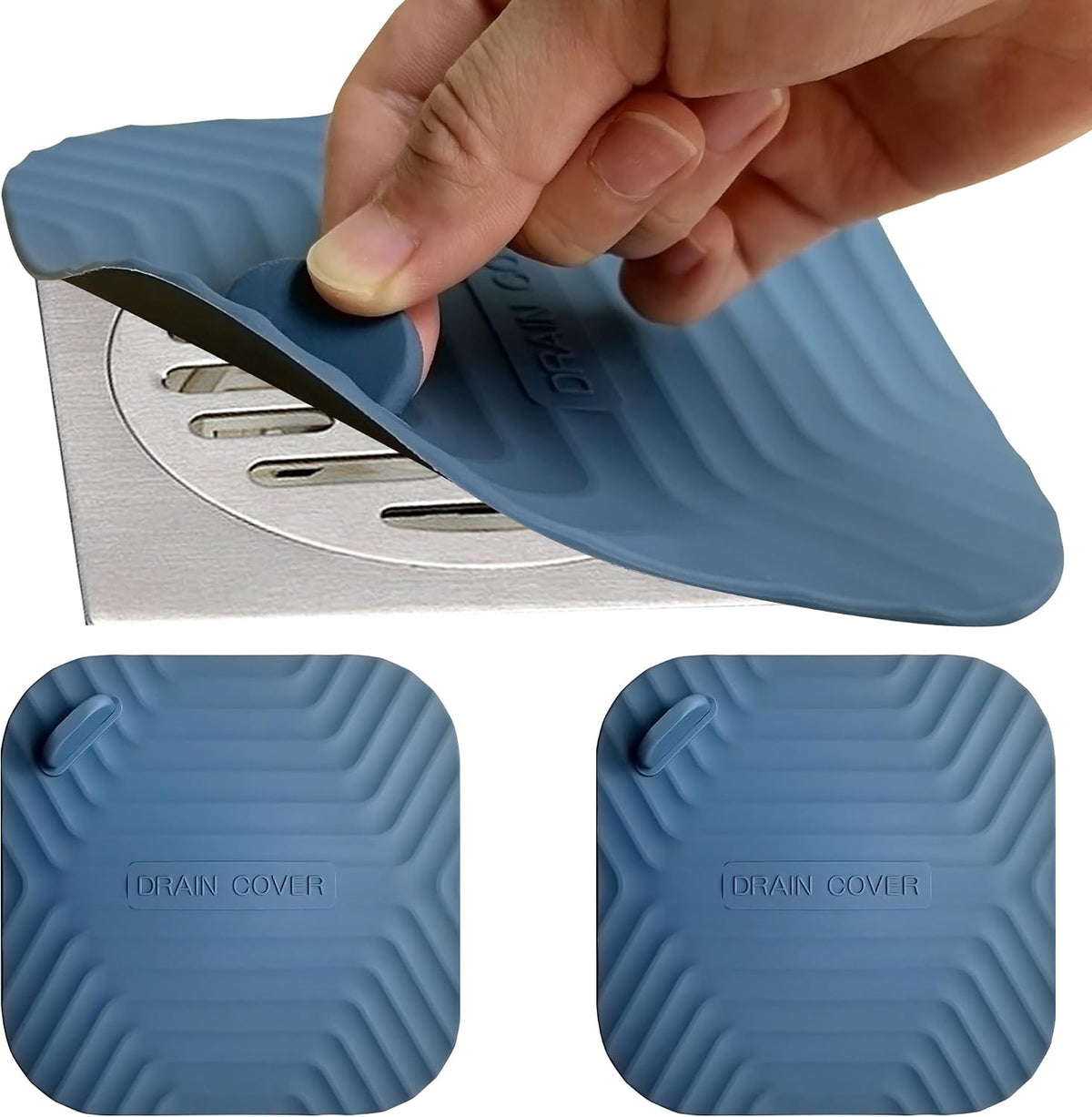 2 Pcs Blue Shower Drain Cover Tub Stopper(5.9 x 5.9 Inch)