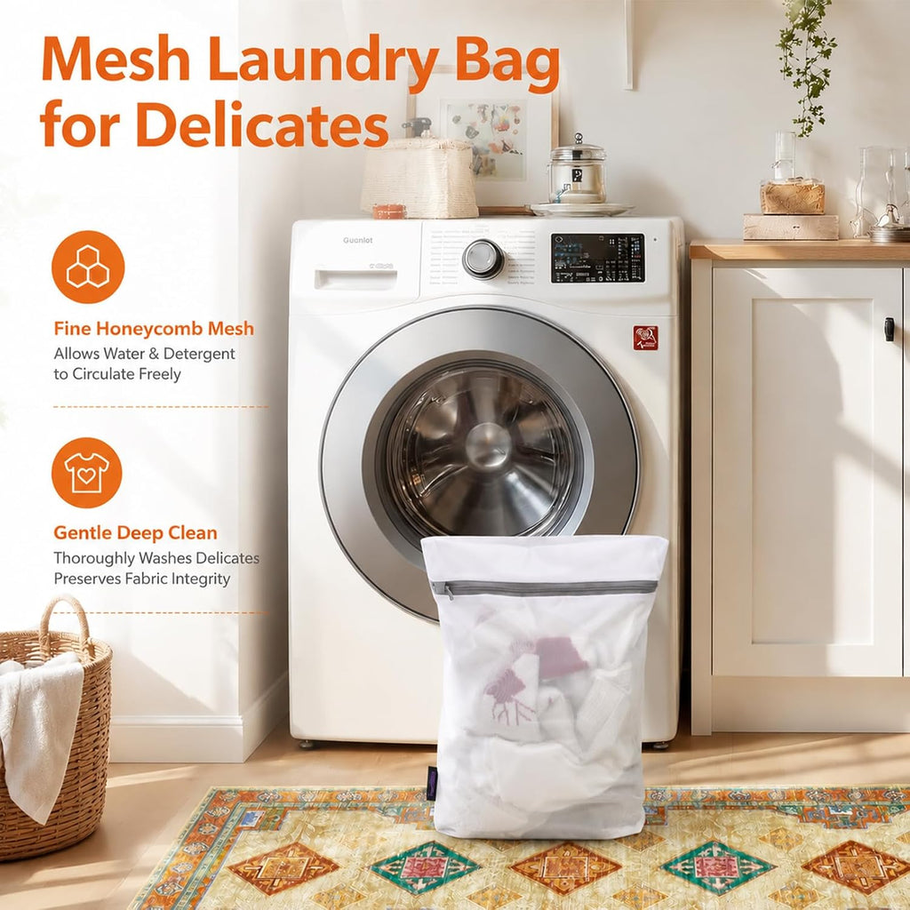Laundry Bag Reusable Polyester Fine Mesh Laundry Bag | Protect Delicates and Underwear, Tumble Dryer Safe, Works for Laundry and Storage 3PC