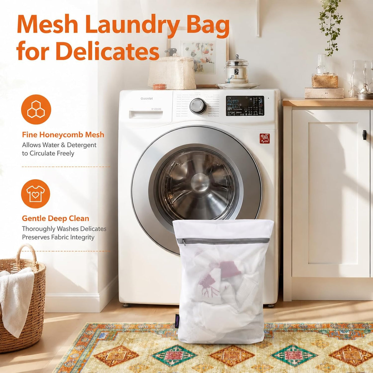 Laundry Bag Reusable Polyester Fine Mesh Laundry Bag | Protect Delicates and Underwear, Tumble Dryer Safe, Works for Laundry and Storage 3PC