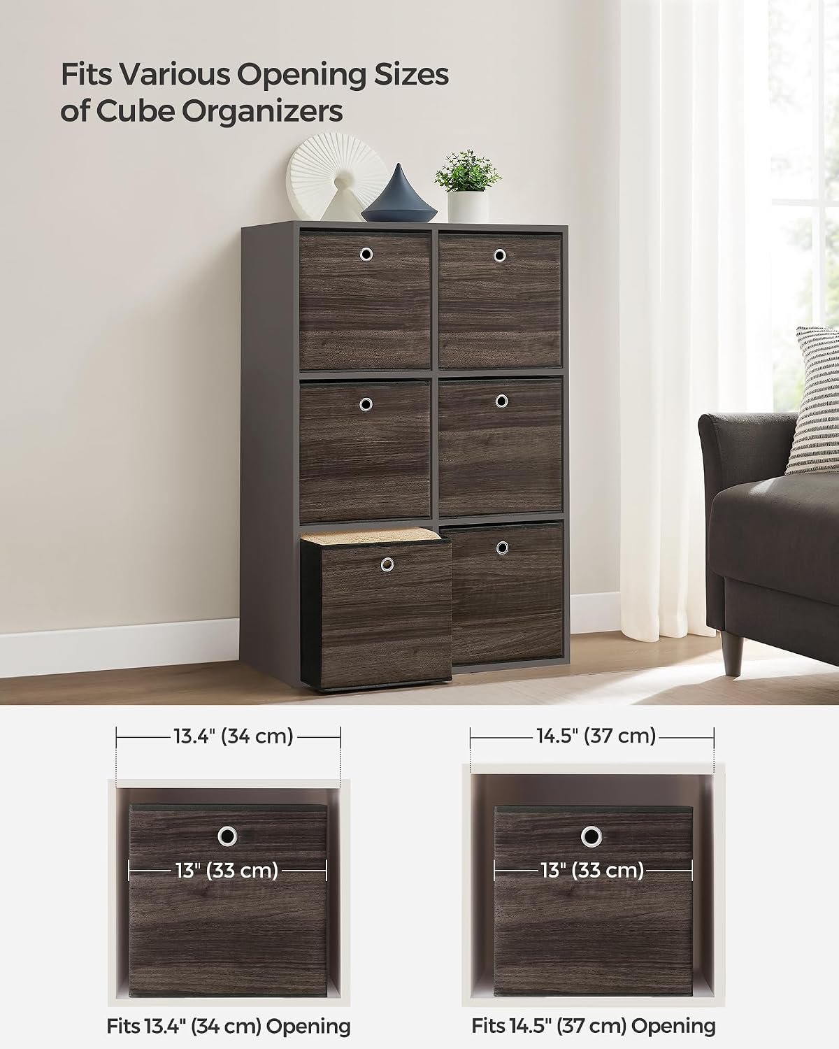 SONGMICS Storage Cubes, Set of 6, 13-Inch Foldable Closet Organizers