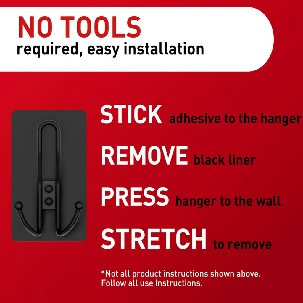 Command X-Large Black Triple Hooks, 2 Hooks, 6 Strips