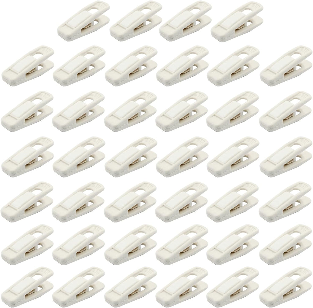 Hordion 40Pcs Ivory Velvet Hanger Clips, Strong Finger Clip Pants Hangers