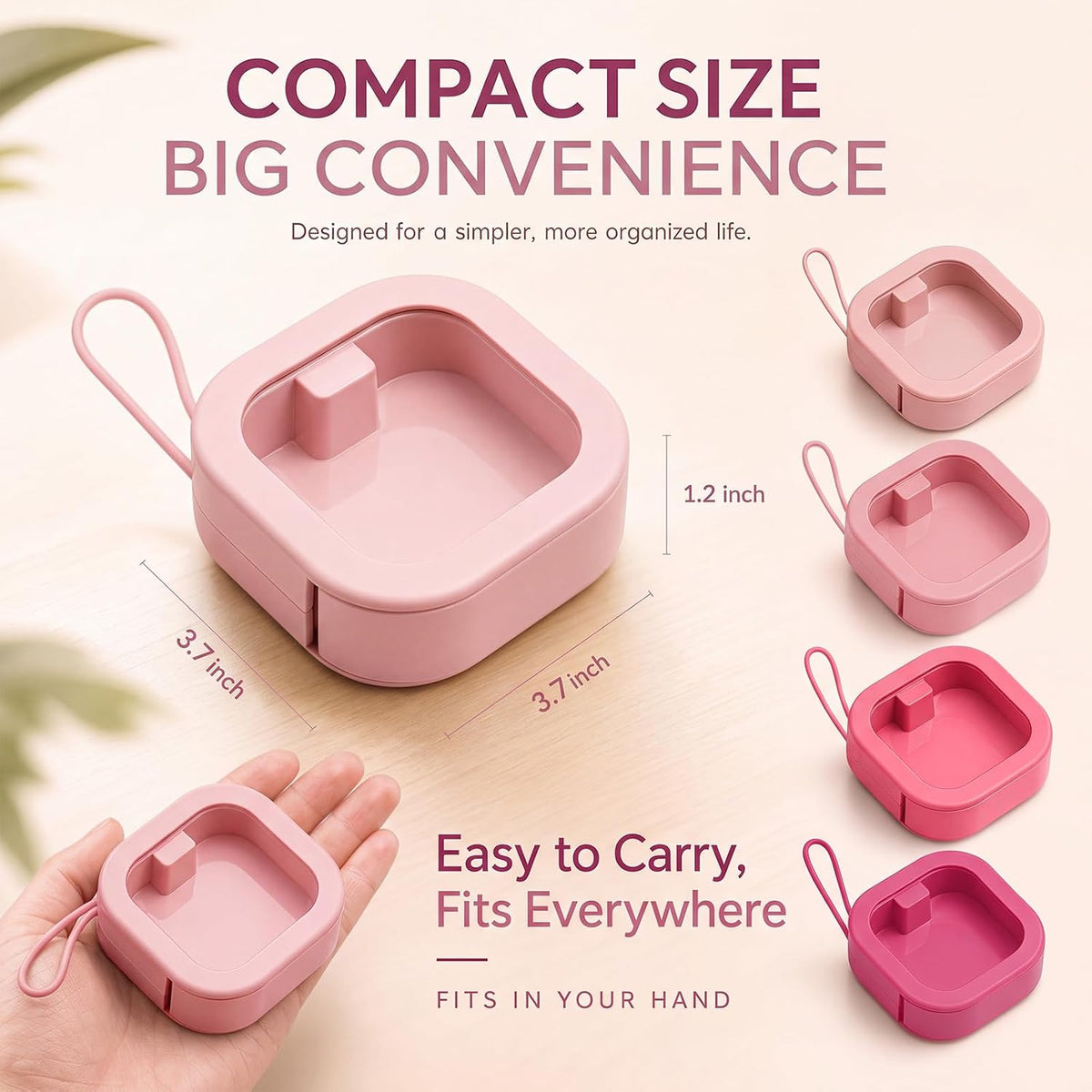 Kathfly 4 Pcs Hair Tie Organizer Travel, Stackable, Pink Range