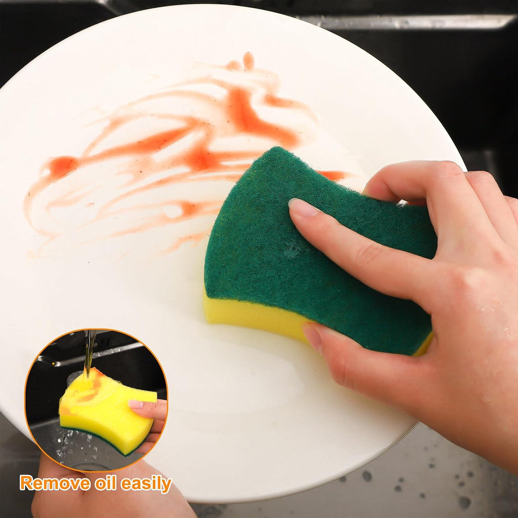 100 Pcs Individually Wrapped Sponges,Uncompressed Non Scratch Bulk Green
