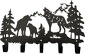 Metal Wolf Coat Hooks Wall Art Decor-Wolf Hangers and Key Holder-Clothes Rack and Backpack Hanger-Animal Theme Hooks Sweet Home Decor for Storage, Living Room, Hallway, Office (Black)