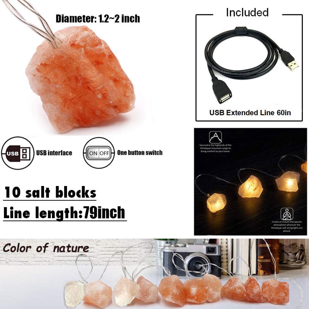 MINGRI Himalayan Salt lamp Salt Rock String Hanging Light 10Rocks,1.32Lbs