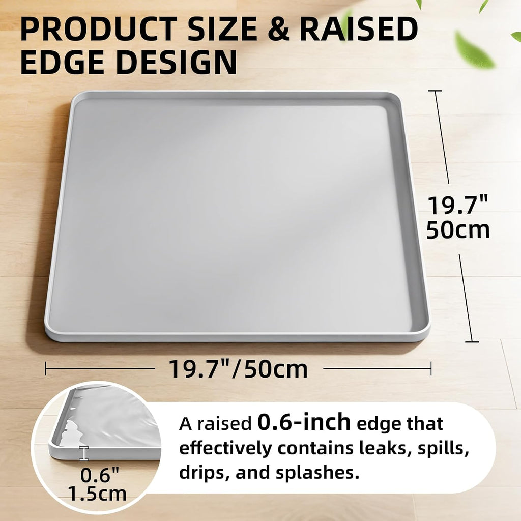 Water Cooler Mat, Waterproof Silicone Tray 19.7"x19.7", Light Gray