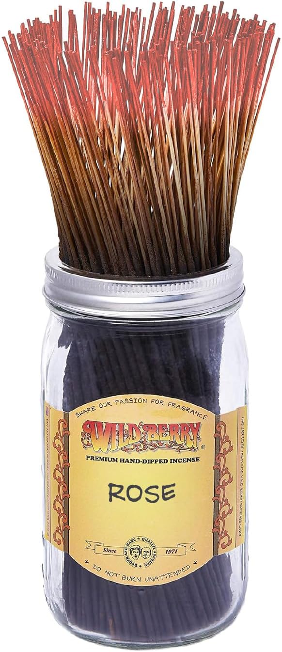Wild Berry Rose 11-Inch Incense Sticks, Hand Dipped, 100 Count