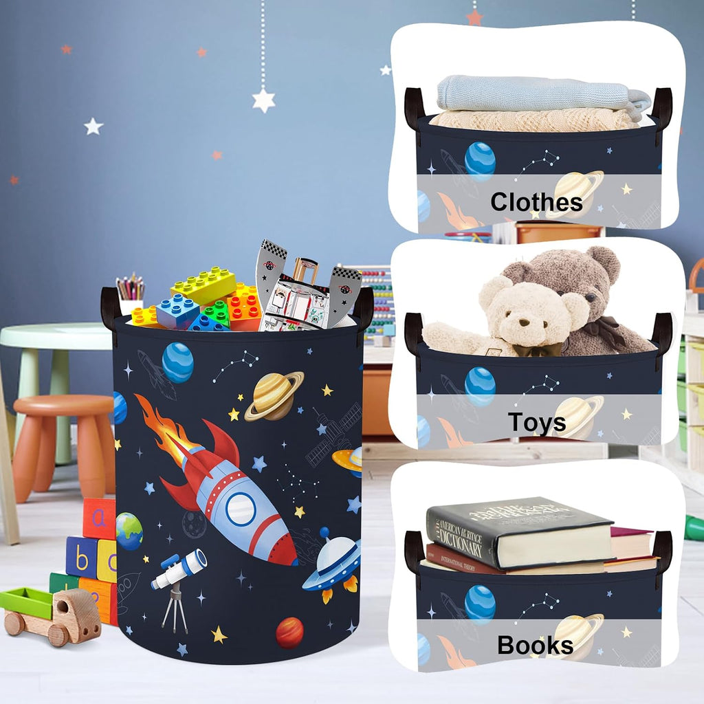 Clastyle Kid Storage Basket Cosmic Space Foldable Laundry Hamper, 45L