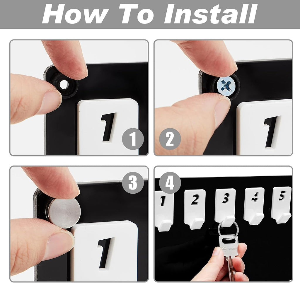 Beeveer Acrylic Key Holder Board with 75 Hooks, Wall Mount Organizer, Black