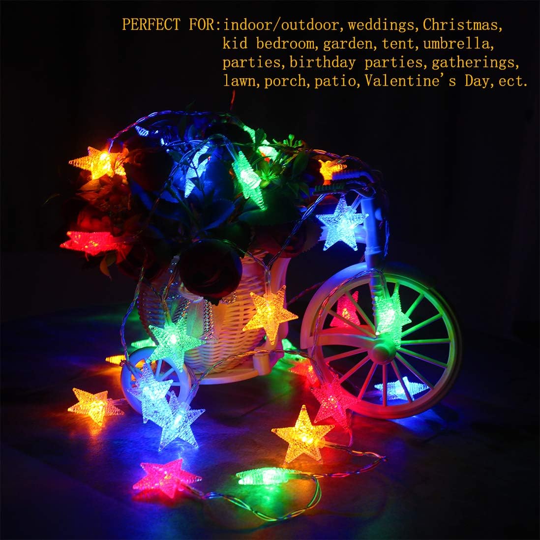 Star String Lights Battery Operated,16.4FT 50LED Waterproof Fairy Lights,Battery Powered Christmas Lights with 8 Modes Remote Control & Timer for Indoor Outdoor Bedroom Tent Party Multicolor