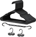 VECELO 25 Pack Plastic Hangers-Clothes Hangers with Shoulder Non Slip Notches,Clothing Hangers for Closet Space Saving-Heavy Duty Coat Hanger,Black