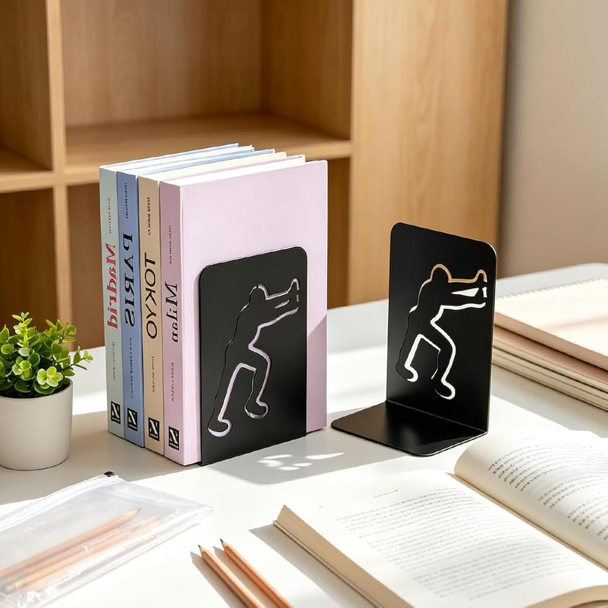 Human Silhouette Metal Bookend for Shelves