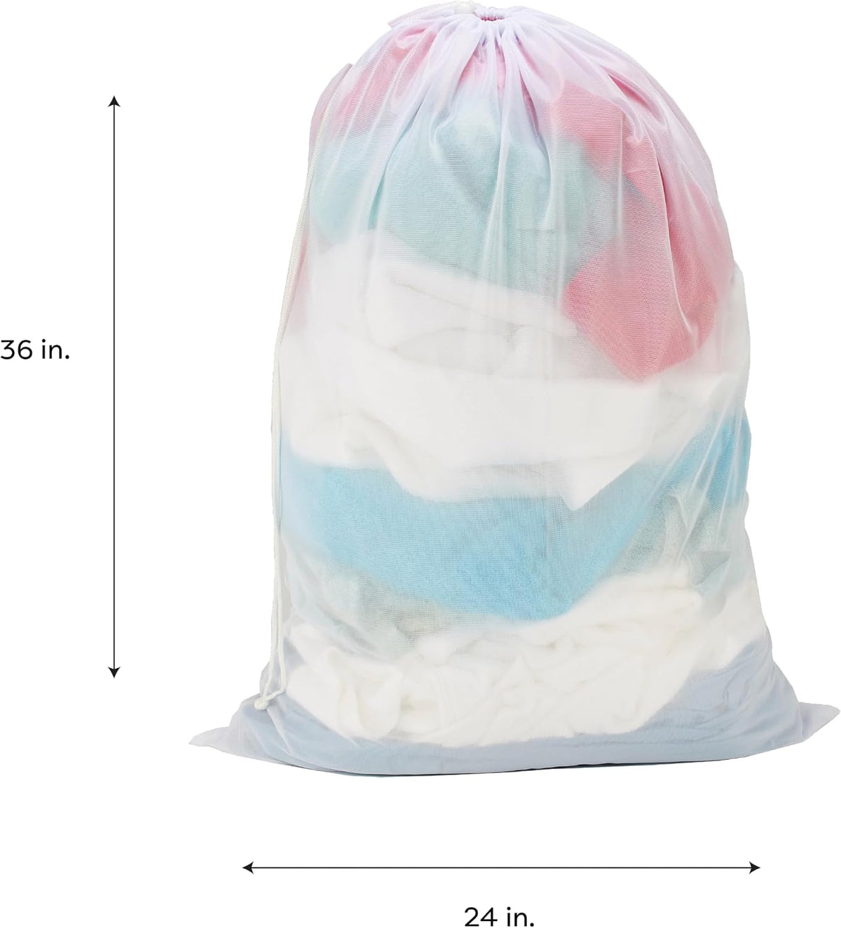 Laundry 360 Santized Mesh Bag | Dimensions : 36 x 24 x 7 inches | Drawstring Closure | Holds 2 Loads | Assorted | Laundry Storage