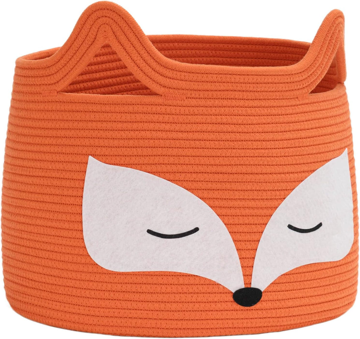 Fox Large Woven Rope Toy Basket for Home Décor, Orange