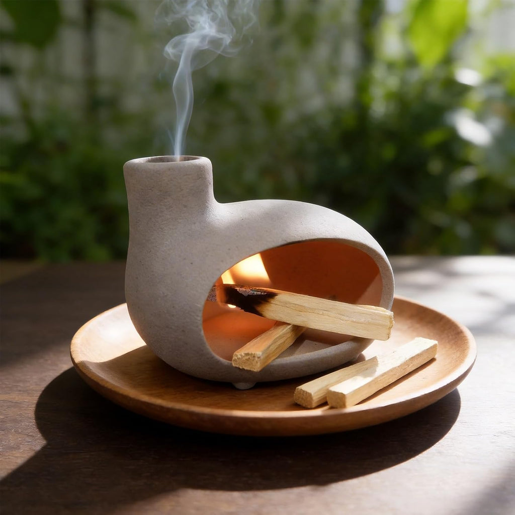 MOUGIGI Mini Chiminea Smudge Stick Holder, Sage and Palo Santo Holder Bowl