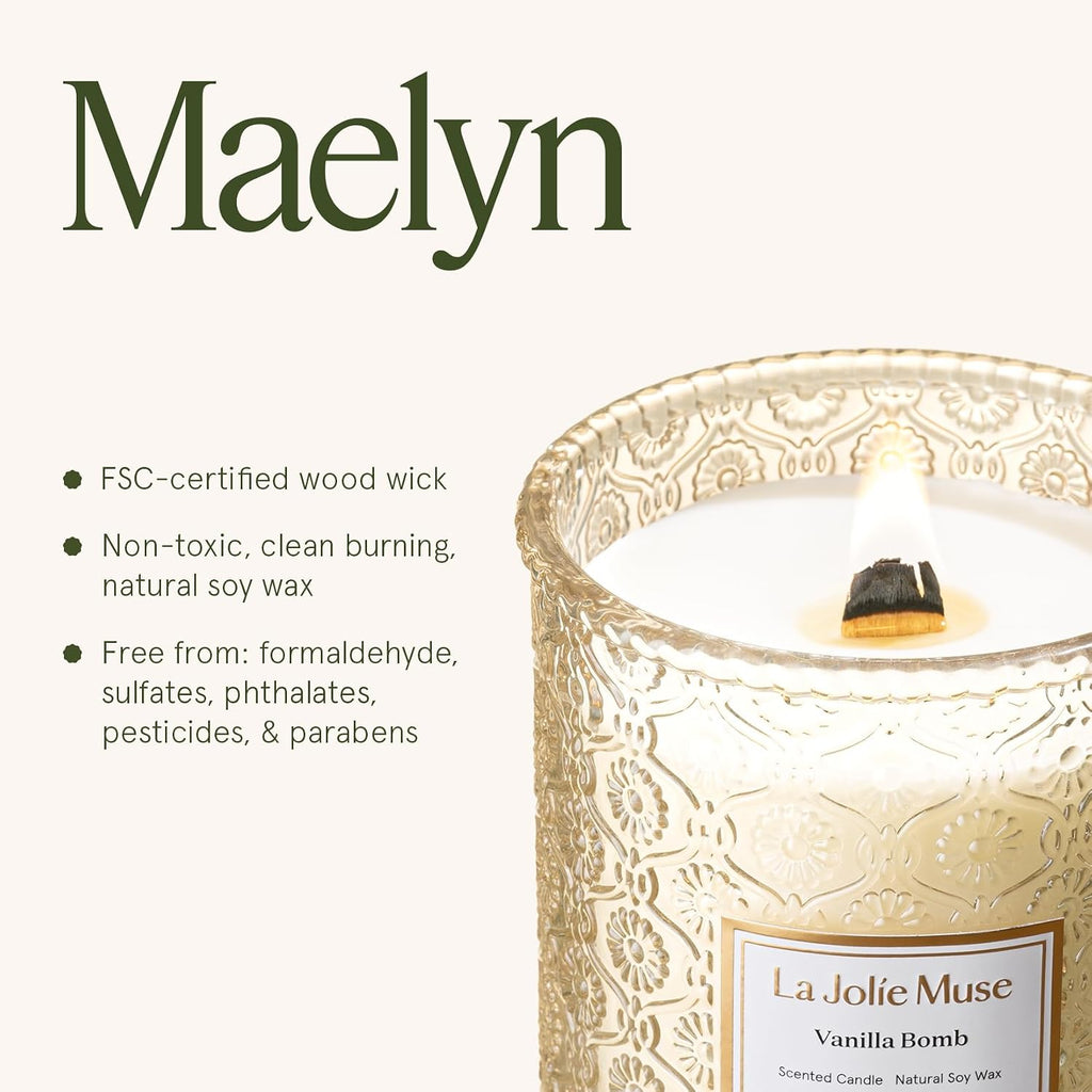 LA JOLIE MUSE Vanilla Zest Scented Candles for Home,19 oz Natural Soy Wax