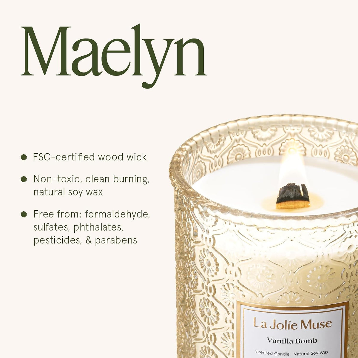LA JOLIE MUSE Vanilla Zest Scented Candles for Home,19 oz Natural Soy Wax
