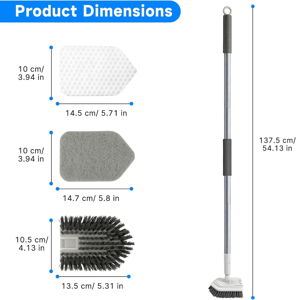 Tile Tub Scrubber Brush with Different Function Cleaning Heads