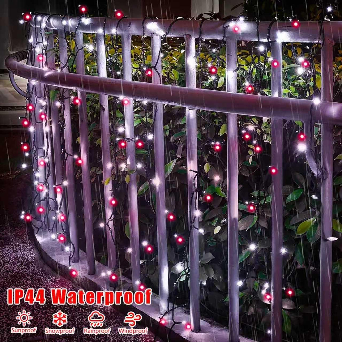 QITONG 165ft 500 LED Red and White Christmas Lights Outdoor, Christmas String Lights with Green Wire, 8 Modes Twinkle Tree Lights Plug in