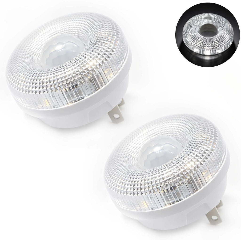 2 Pieces LED Motion Sensor Night Light, 110V Plug-in Wall Nightlight, Bathroom and Hallway Sensor Light, Ideal Night Light for Elderly Getting Up at Night (White-White Light)