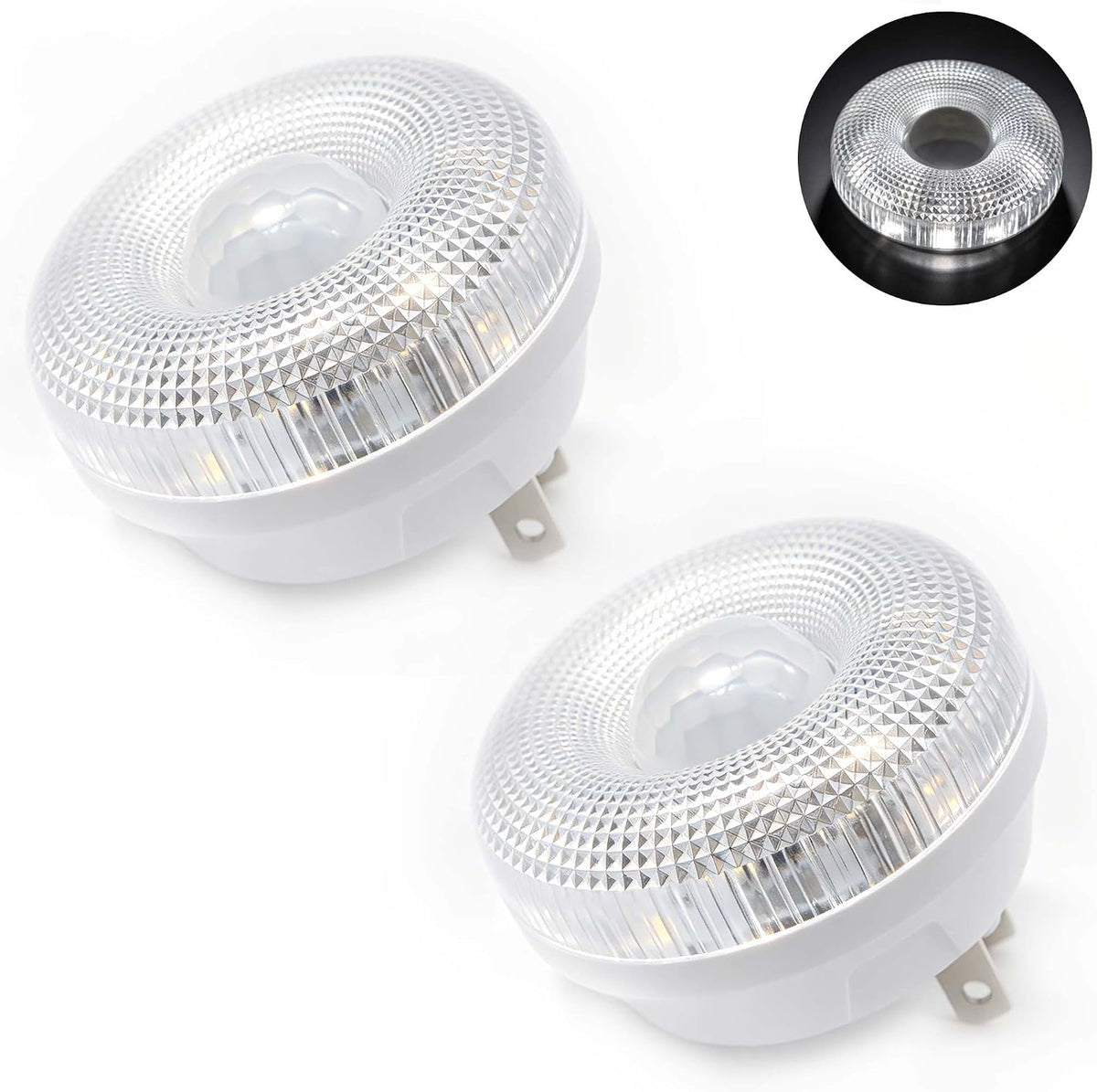 2 Pieces LED Motion Sensor Night Light, 110V Plug-in Wall Nightlight, Bathroom and Hallway Sensor Light, Ideal Night Light for Elderly Getting Up at Night (White-White Light)