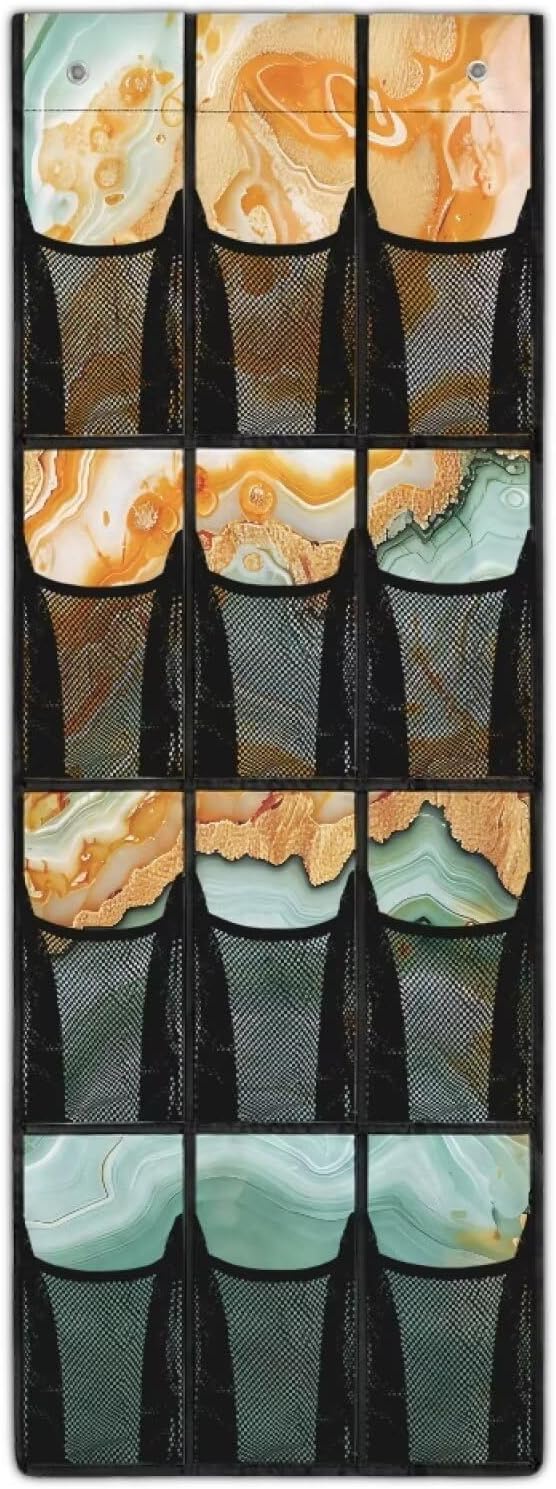 Marble Yellow Design Hanging Storage Bags,Shoe Organizer Door Hanger,Space Saver Hanging Shoe Storage Hanging Bag