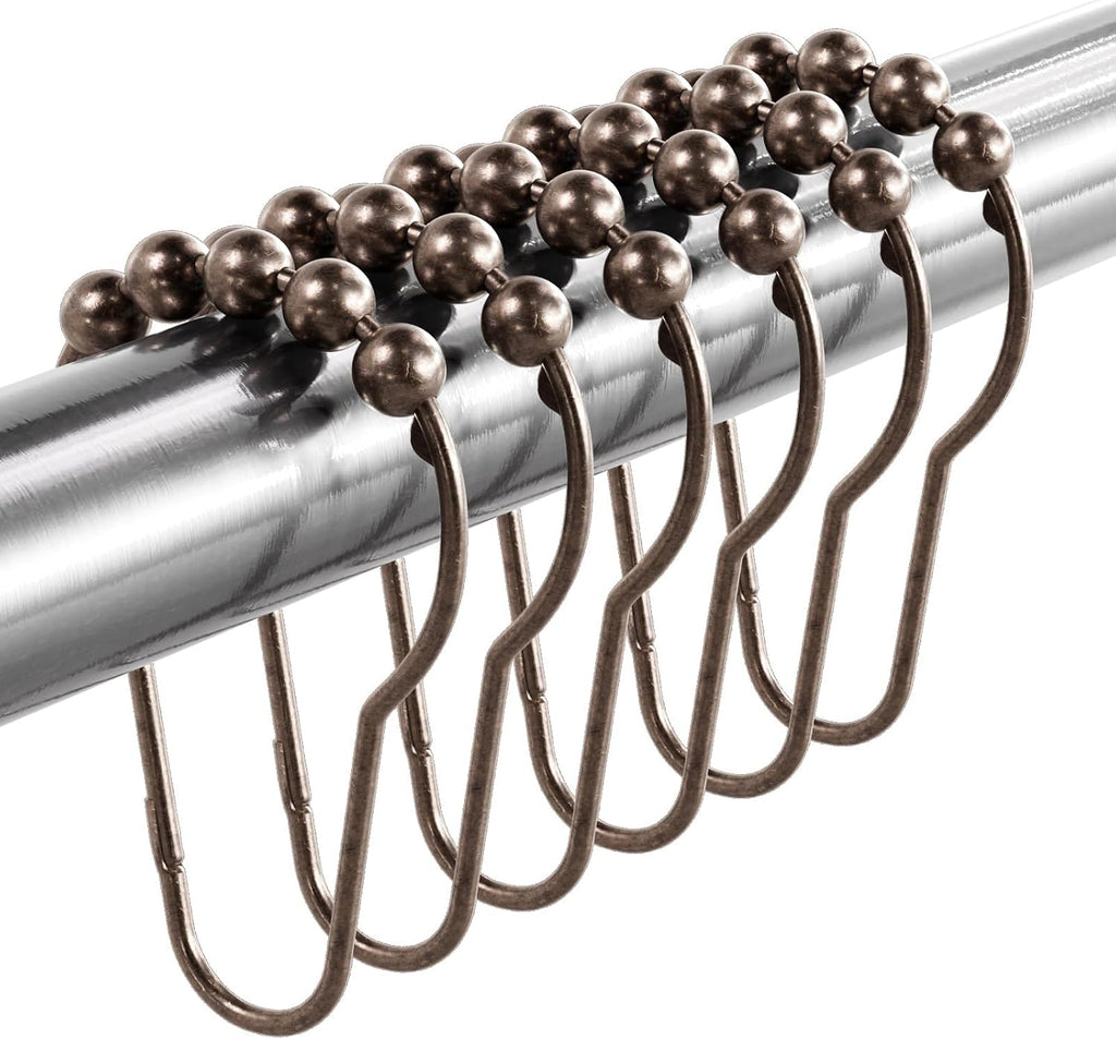 Titanker Shower Curtain Hooks Rings, Rust-Resistant Metal Shower Curtain Hooks for Bathroom Shower Rods Shower Hooks Shower Rings for Curtain - Set of 12, Bronze