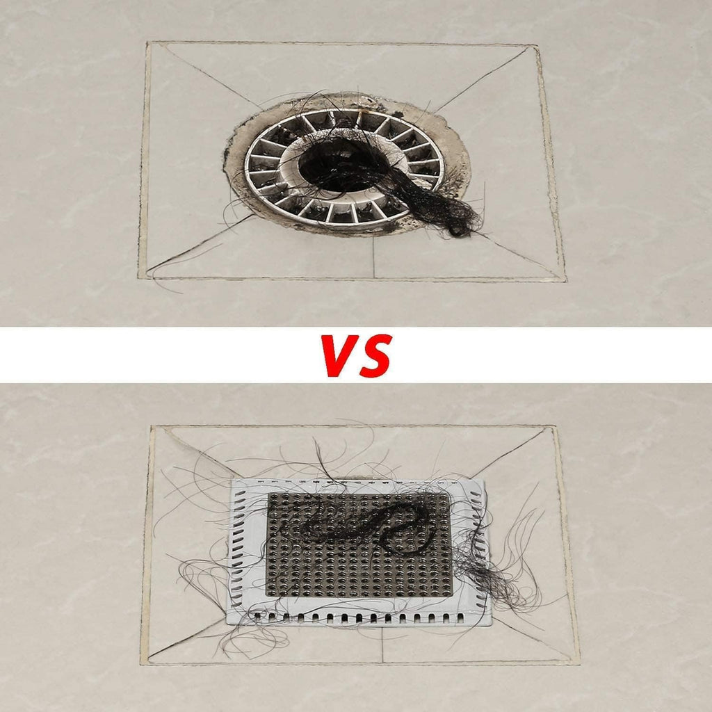 Shower Hair Catcher/Drain Strainer/Drain Hair Catcher Shower Cover for Bathroom Floor Drain, Stainless Steel and Silicone (4 inch, Black) (Pack of 2)
