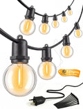 G40 LED Outdoor String Lights, 25FT, 12 Globe Bulbs, Black Wire