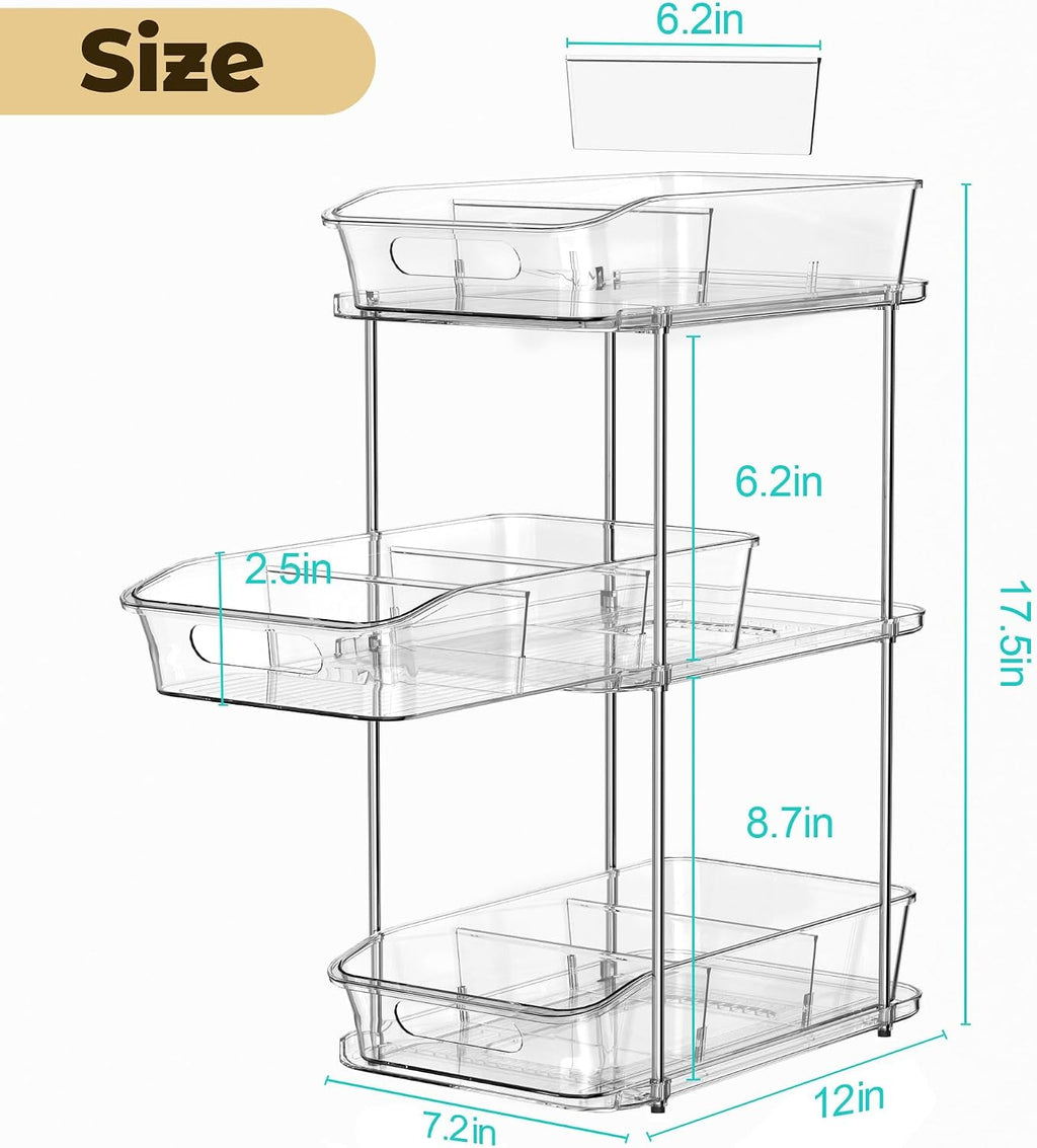 incostar 2 Sets of 3-Tier Bathroom Under Sink Organizers