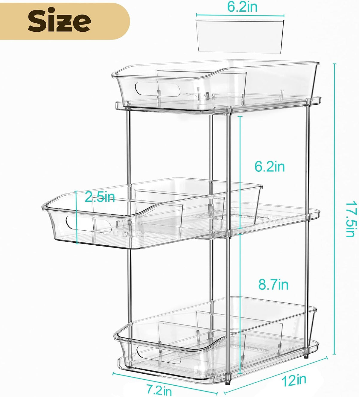 incostar 2 Sets of 3-Tier Bathroom Under Sink Organizers