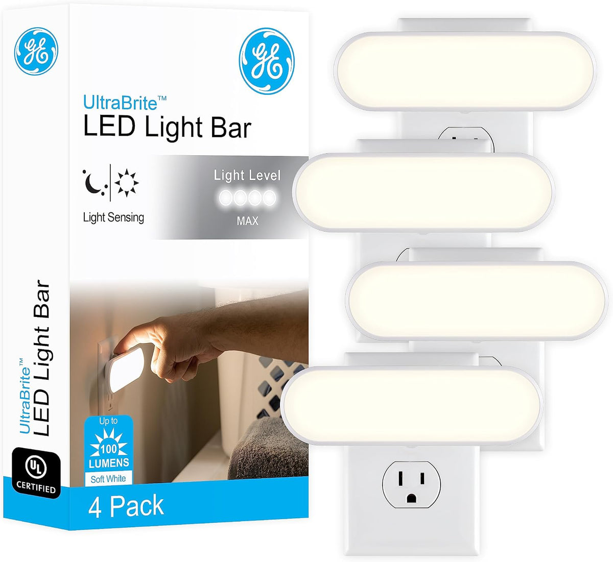 GE Ultrabrite Plug in LED Night Light Bar with On/Off/Auto Switch