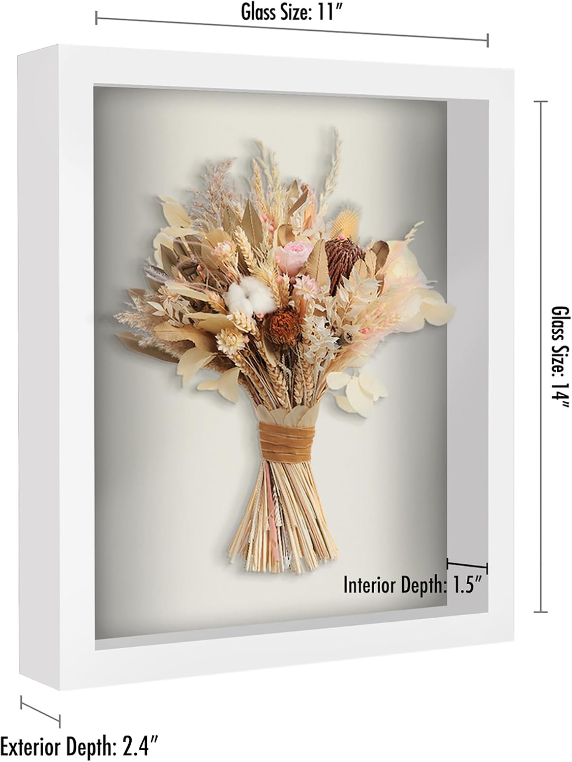 Americanflat 11x14 Shadow Box Frame - Engineered Wood - White