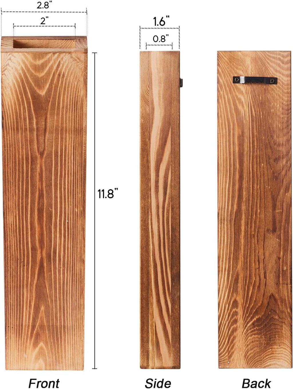 3 Pack Wood Wall Planters with Faux Eucalyptus Stems for Wall Decor