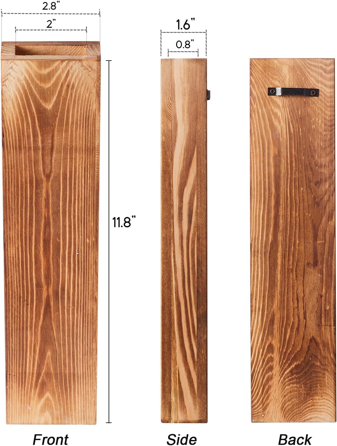 3 Pack Wood Wall Planters with Faux Eucalyptus Stems for Wall Decor