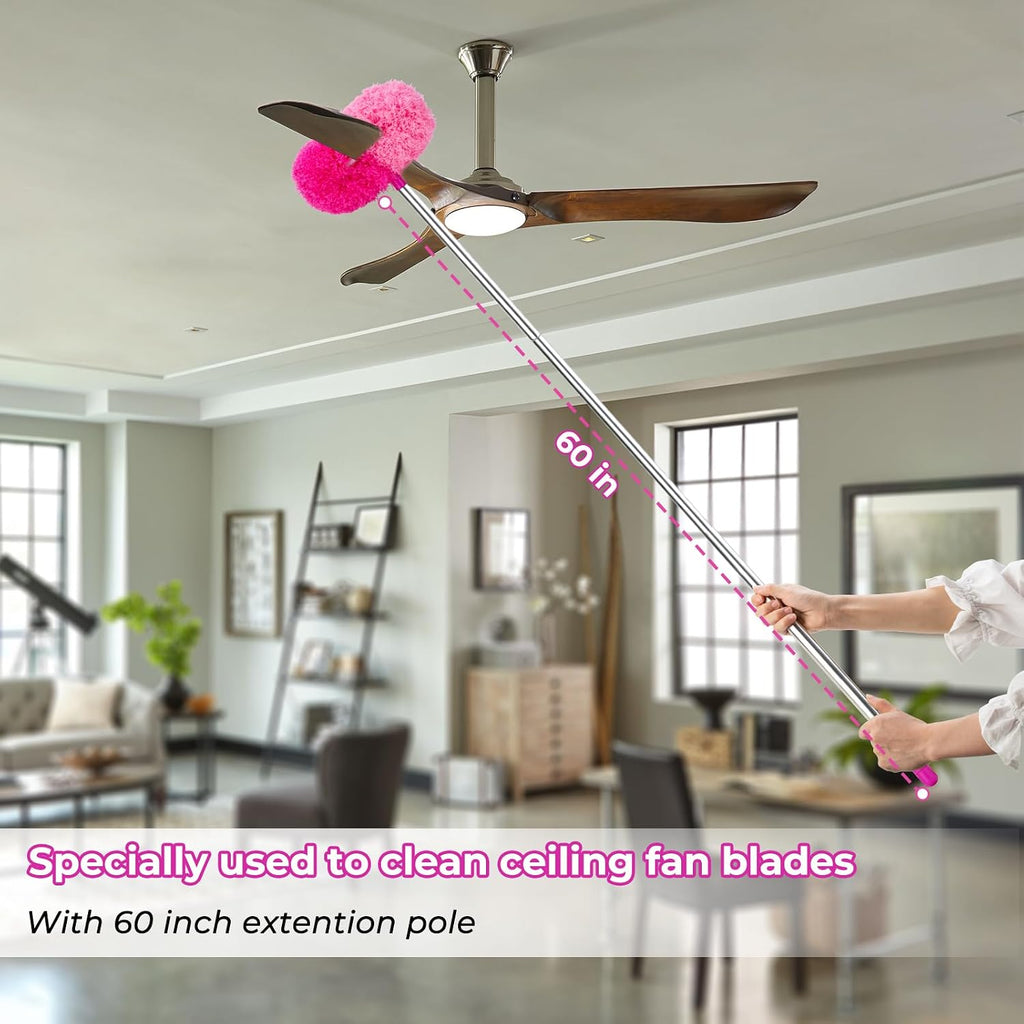 CALBEAU Pink Ceiling Fan Cleaner Duster, Ceiling Fan Duster Kit, 13PCS