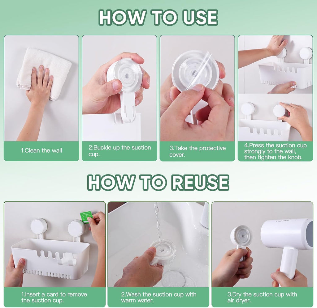 LUXEAR Shower Caddy Suction Cup NO-Drilling Removable Shower Shelf