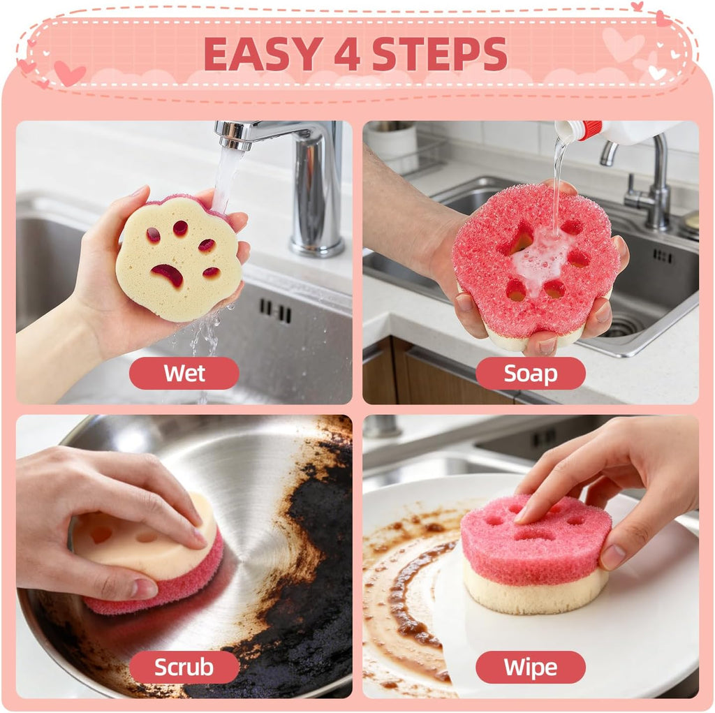 CLEANGOR 6Pcs Scrub Sponges, Dual-Sided Temperature-Controlled Dish Sponges